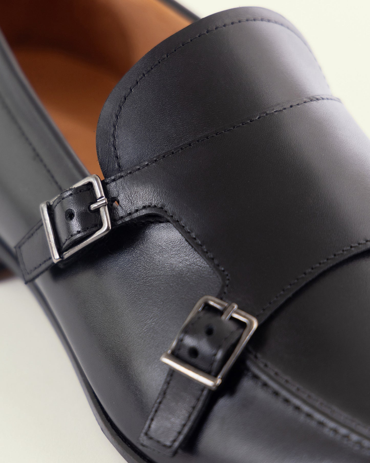 Black Leather Double Monk Strap