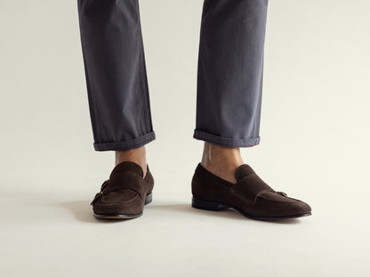 Dark Chocolate Espresso Suede Double Monk Strap