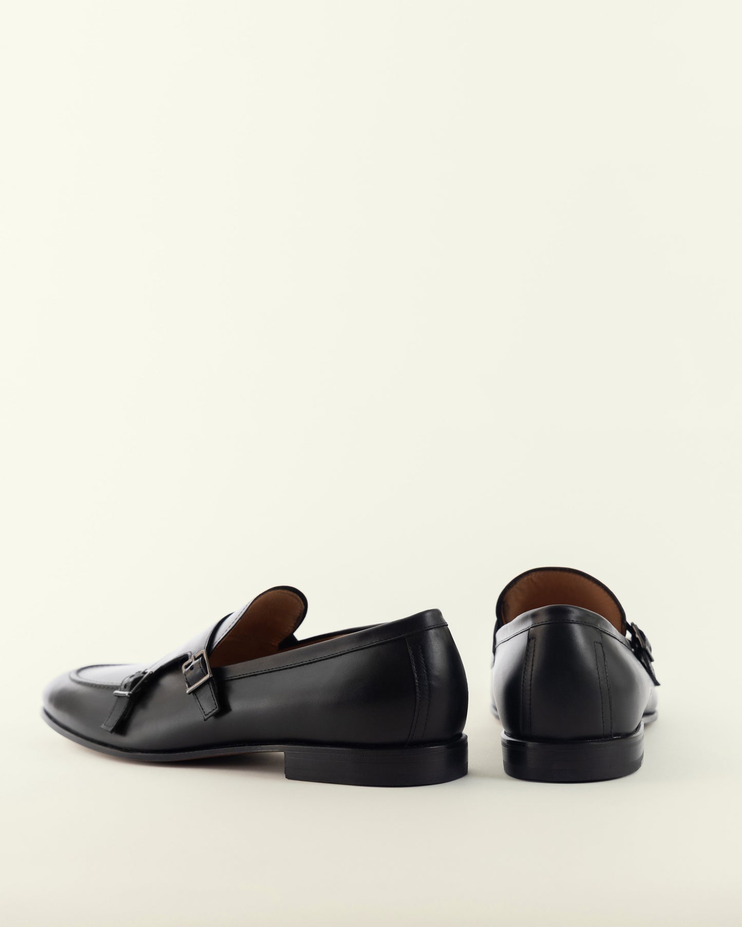Black Leather Double Monk Strap